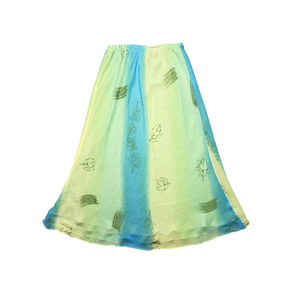 Vintage Gradient Chiffon Maxi Skirt